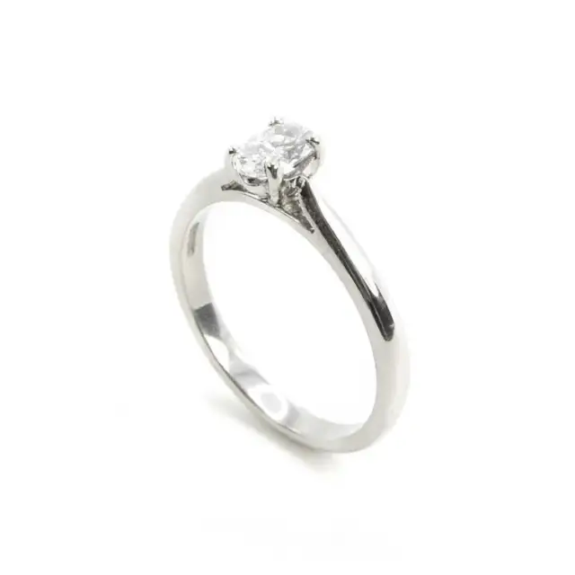 Platinum & 0.35ct Oval Brilliant Cut GIA Diamond Solitaire Engagement Ring