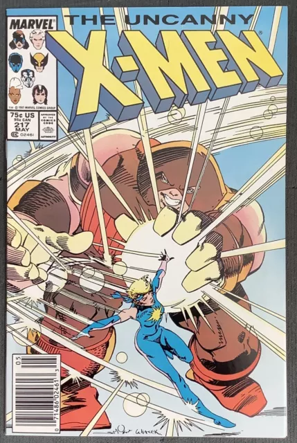 Uncanny X-Men #217 Newsstand Edition (1987, Marvel) Dazzler vs Juggernaut. NM+