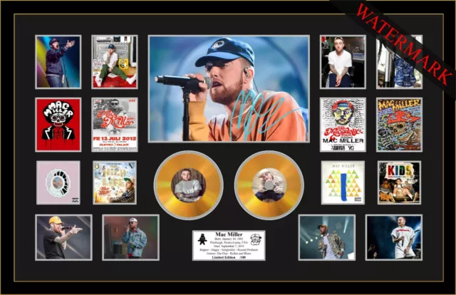 New! Mac Miller Dang! Circles Signed Mini Gold Vinyl Record Ltd Ed Of 100 Framed