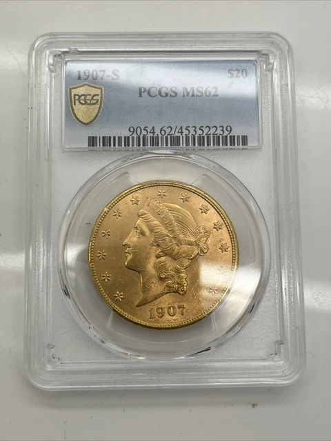 1907-S Liberty Head PCGS MS62 $20 Double Eagle San Francisco Minted Gold Coin