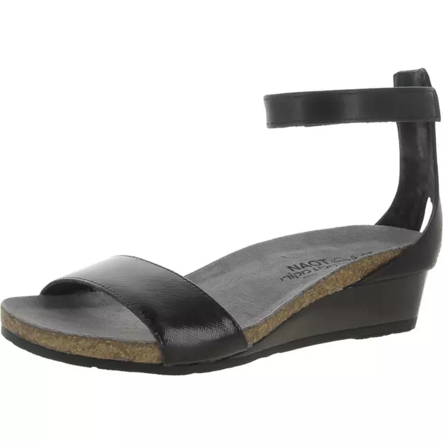 NAOT WOMENS PIXIE Black Leather Wedge Sandals Shoes 37 Medium (B,M ...