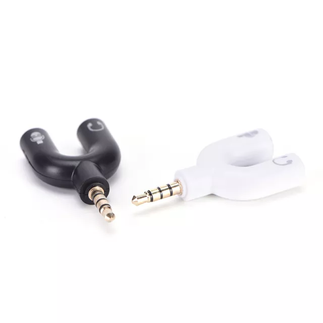 3.5mm Black Stereo Splitter Audio to Mic & Headset Jack Plug Adapter For Phon`da