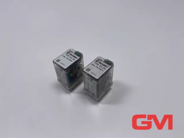 Ve 2 X Finder Relais-Spina Tipo 55.34 0040 Plug-In Relè 5A 250V di Stampa 24VDC