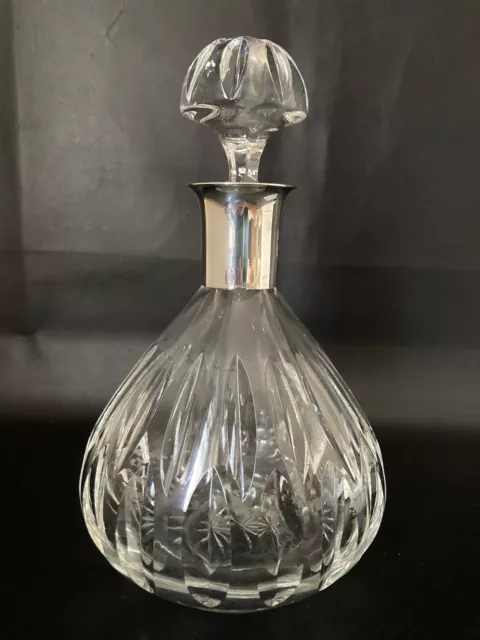 Alte Blei Kristall Glas Karaffe 835 Silber Montur Wilhelm Binder