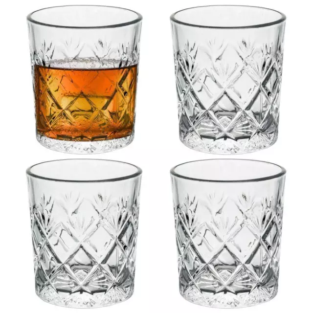 Set of 4 Whisky Glasses Scotch Vodka Cocktail Drinking Glassware Tumbler 230ML