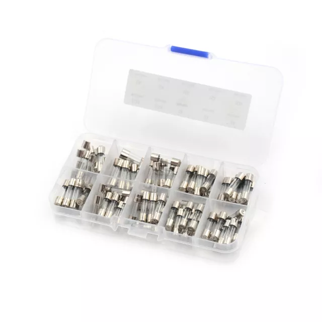 100Pcs 5x20mm Quick Blow Glass Tube Fuse Assorted Kits Fast-blow Fuses 0.2A-hf