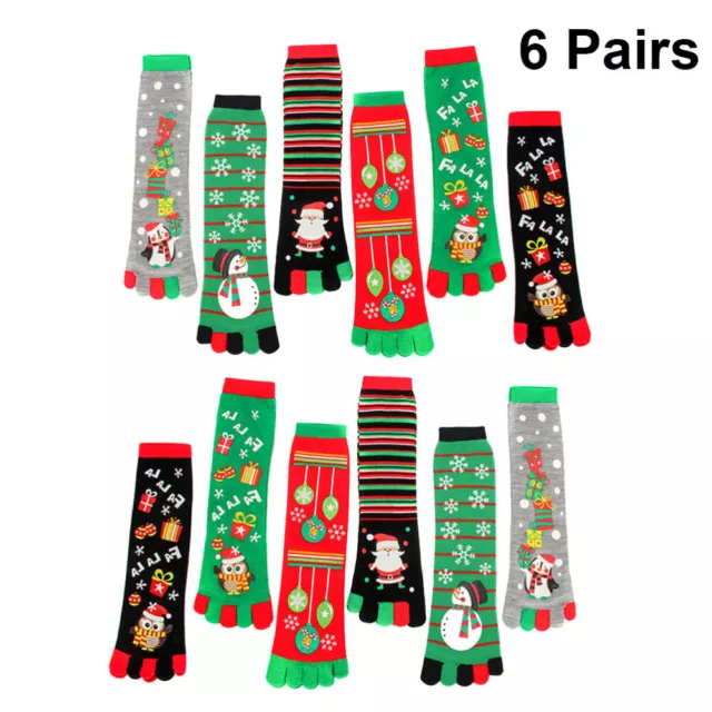 6 paia calzini da pavimento vacanza bambino Natale a righe cinque dita