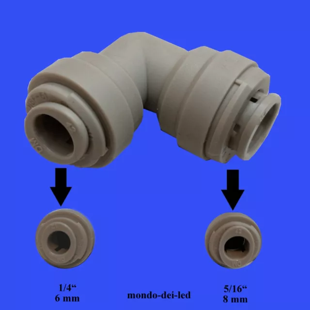 Raccordo Gomito Intermedio 1/4" x 5/16" Tubo Depuratore Acqua Osmosi Inversa C E