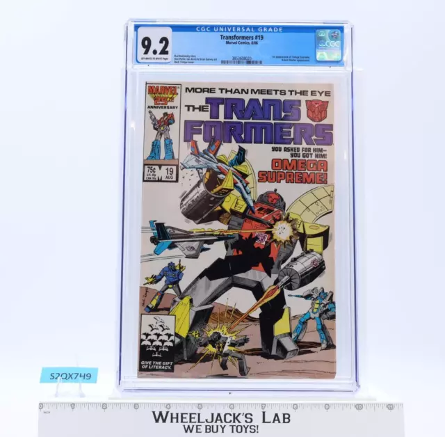 Transformers CGC GRADED 9.2 Off-White Pages Marvel Comic #19 August 8/86