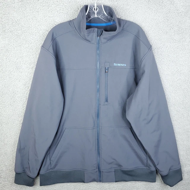 Simms Fishing Jacket Mens Xl Guide Series Full Zip Pockets Long Sleeve Gray