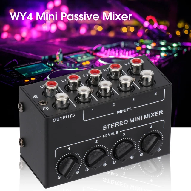 WY4 Portable Mixer Passive 4 Input 1 Output 4 Channels Stereo Sound Mini Mixer