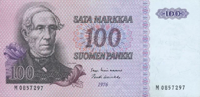 1976 Finland / Finland P.109 100 Markkaa Snellman (1) UNC