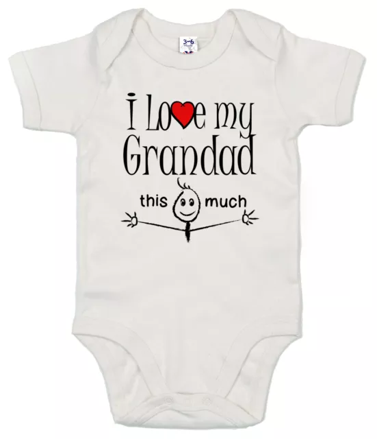 Funny Baby Bodysuit "I Love My Grandad This Much" Babygrow Vest Granddad