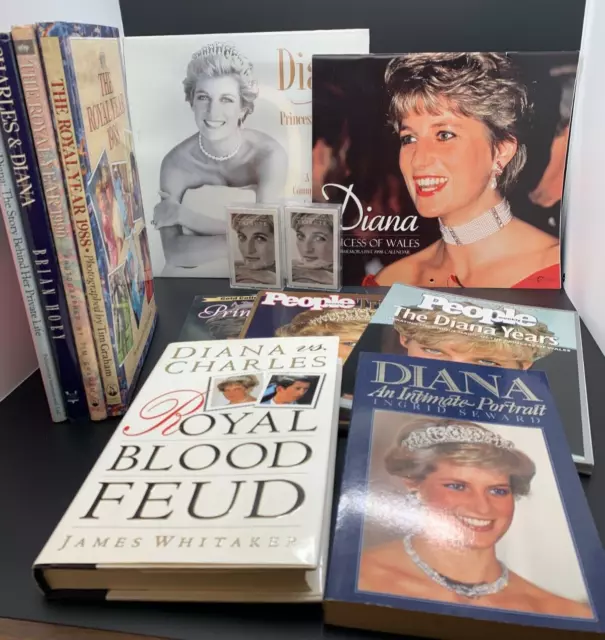 Diana Princess of Wales Vintage Collection 6-Books 3-Magazines 2 Calendars/Tapes