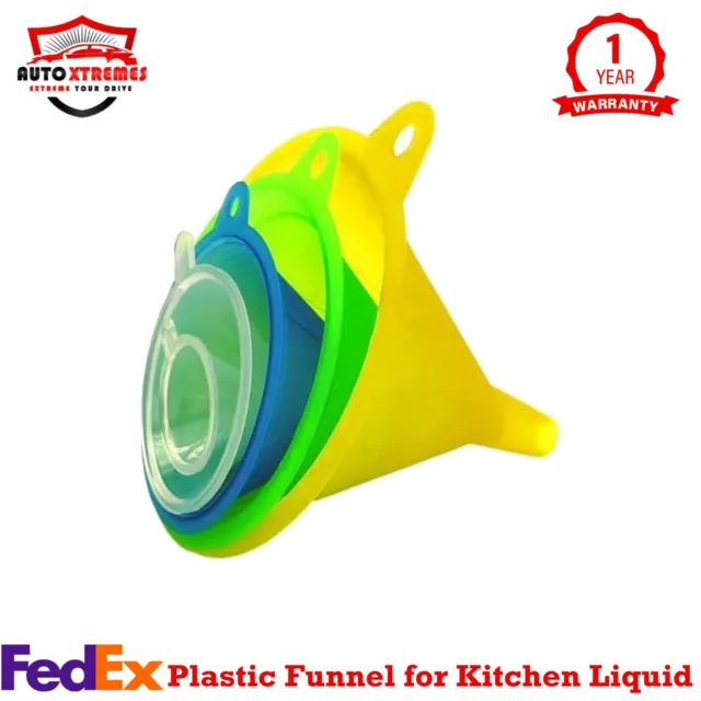 Funnels Variety Set of 5 Mini, Small to Larg Plastic Funnel for Kitchen Liquid