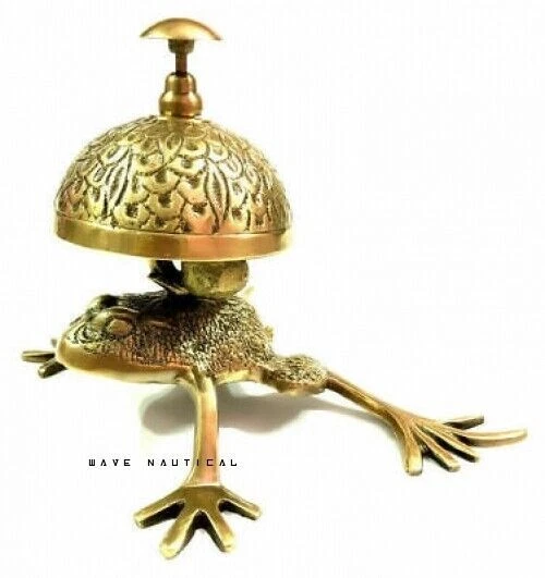 Campana de escritorio estilo rana de latón antiguo, mostrador de Hotel...