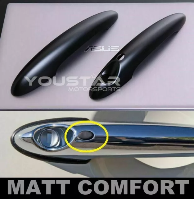 UNICUS MATTE BLACK Door Handle Trims 2x for Comfort Access MINI Cooper R55 R56