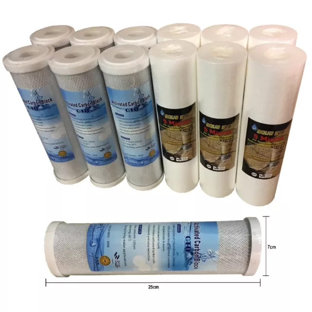 6x Sediment Water Filters + 6x 5 Micron Activated Carbon Block Filter Cartridges