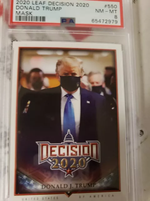 PSA 8 Donald Trump 2020 Leaf Decision Short print Variation w/Mask #550 pop 1 6