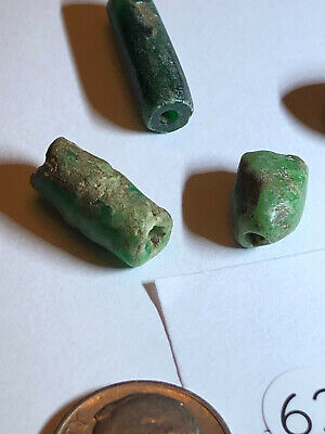 Pre Columbian Mayan Authentic Polished (5)Jade Carved Tubular Beads bundle deal 8