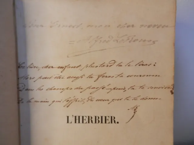 L’Herbier – Alfred Le Roux (LeRoux) – 1842 – belle dédicace à Ernest Leroux