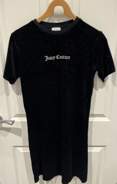 Girls Juicy Couture Black Glitter Velour Logo Dress Age 15 BNWT RRP £40
