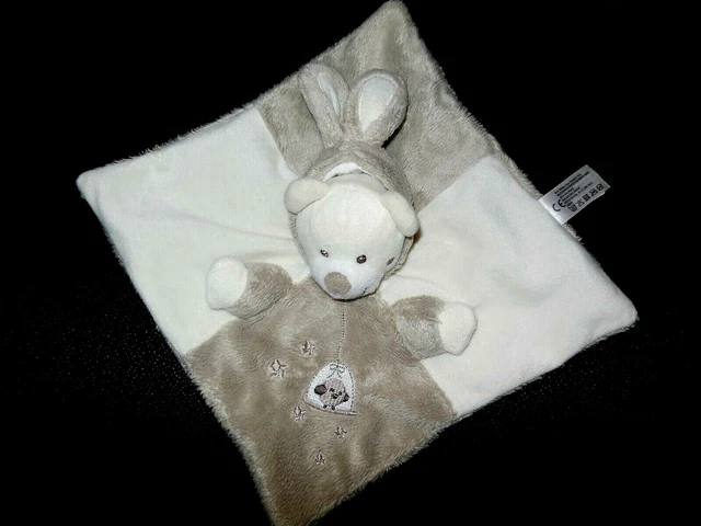doudou plat ours blanc déguisé lapin beige brodé cage oiseau SIMBA TOYS 2 dispo