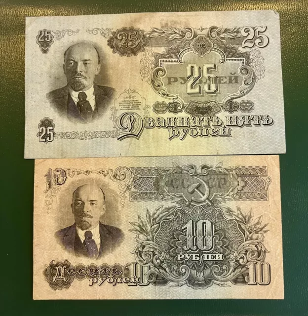 Russia- 10 , 25 Rubles-1947