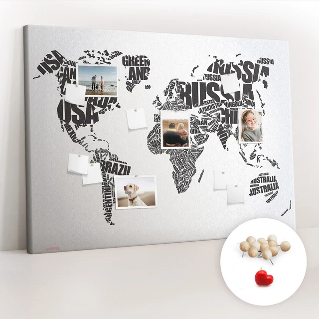 Bacheca In Sughero Zeller World 59x40 Cm - Cornice Nero, Con Puntine E Ganci Per Appendere - Foto 8