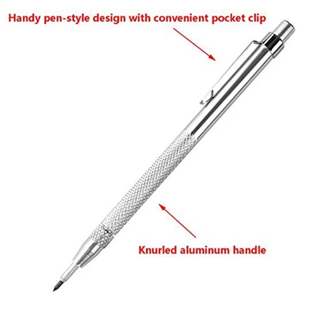 Pluma Escribador de Acero con Punta de Carburo de Tungsteno Clip de Bolsillo Escriba Aluminio Bonito NUEVO