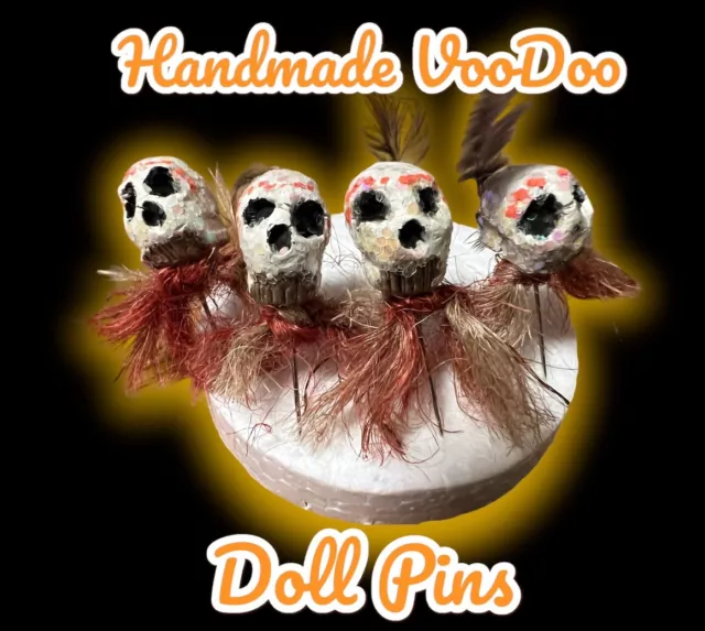 VooDoo Doll Pins Skull Head Handmade For Evil Voodoo Curse Needles Hex Conjured