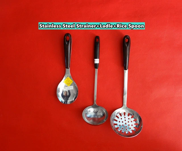 High Quality Stainless Steel Strainer+Ladle+Rice Spoon 3 pcs/set  (WK-33/WK-34)