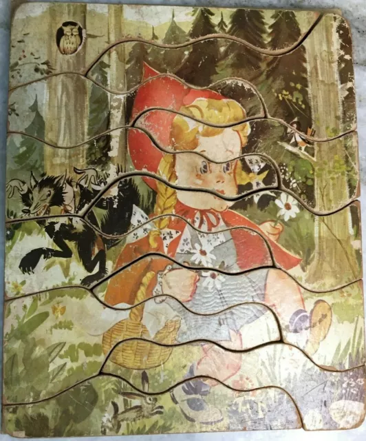 RARE: Antique, circa 1920s-1930s Little Red Riding Hood Wooden Jig Saw Puzzle