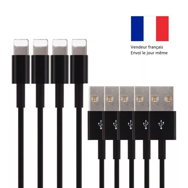 Lot de 4 cables compatibles iphone SE 5 5S 5C 6 6S 7 8 XR 11 1mètre