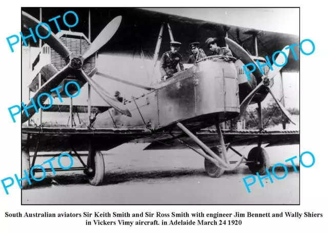 OLD 8x6 PHOTO ROSS & KEITH SMITH VICKERS VIMY 1920 ADELAIDE SOUTH AUSTRALIA