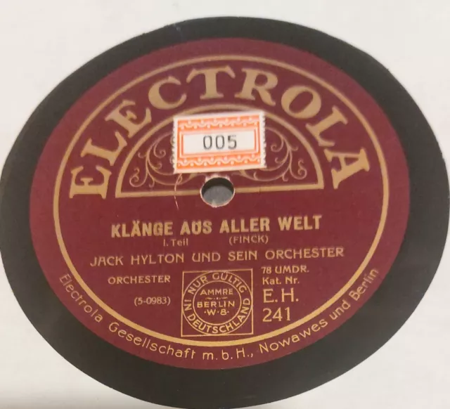 Jack Hylton Orchester Electrola 30 Cm Schellackplatte