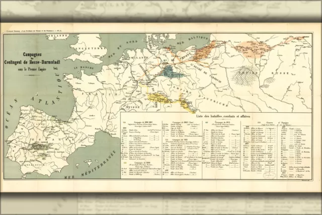 Poster, Many Sizes; Map Of Napoleonic Wars In French Pub 1912 Napoleon