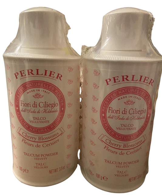 Polvo de talco aterciopelado natural flor de cerezo raro sellado x 2, 3,5 oz Ea.