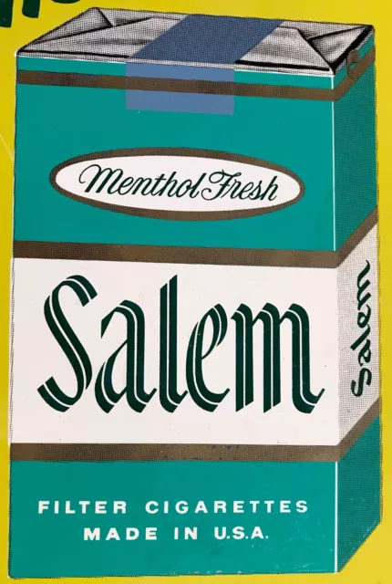 1960 Metal SALEM CIGARETTES Orginal FINE LITHO TIN SIGN POSTER Advertising BOX 3