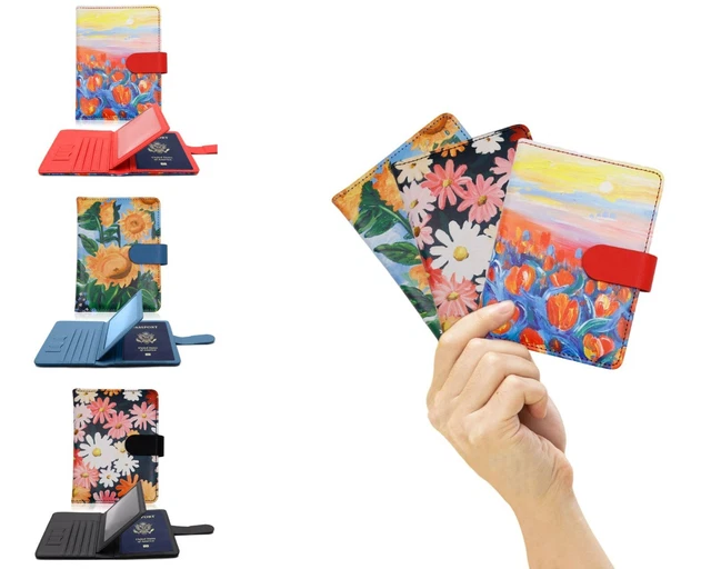 PU Leather Passport Cover Case Credit Card Holder Travel Wallet Rfid Blocking