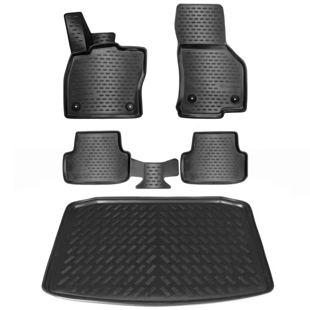 ELMASLINE 3D des Tapis de Caoutchouc & Bac Coffre Kit pour Skoda Karoq 2017 Sol