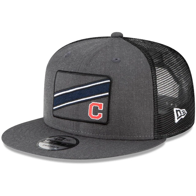 Men's New Era Charcoal Cleveland Indians Slant Trucker 9FIFTY Snapback Hat
