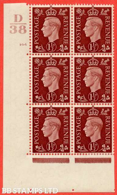 SG. 464. Q7. 1½d Red-Brown. A fine mounted mint " Control D38 cylinder 1 B58364