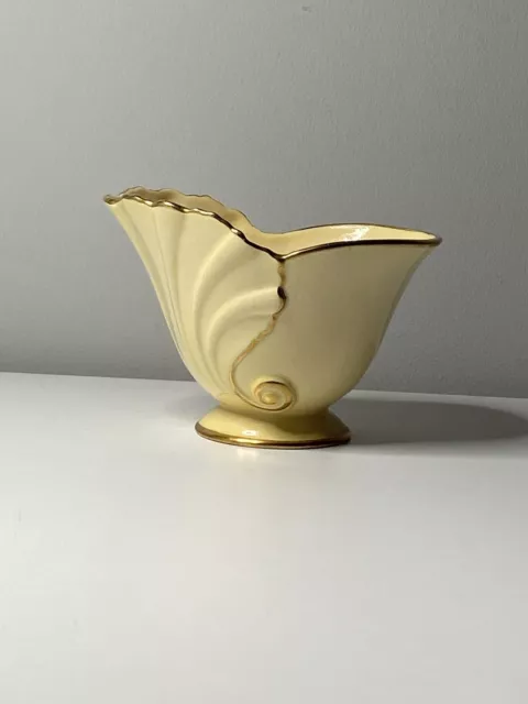 Vintage Carlton Ware Pale Yellow Sugar Bowl Acanthus Leaf Art Deco 1930s England