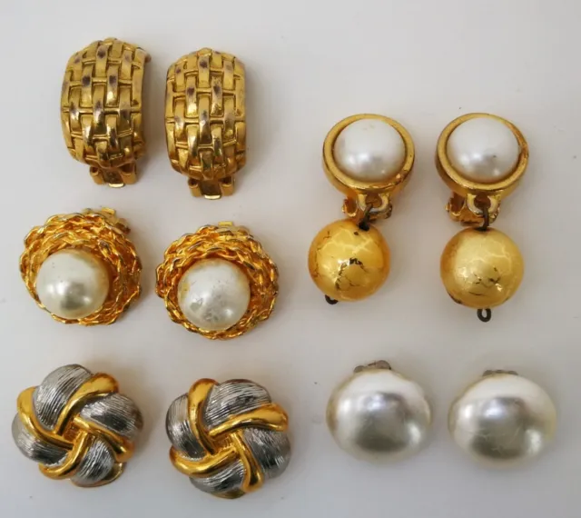 LOT 10 PAIRS Of Vintage /costume 80's Retro Clip On Earrings Pearls £7.99 -  PicClick UK