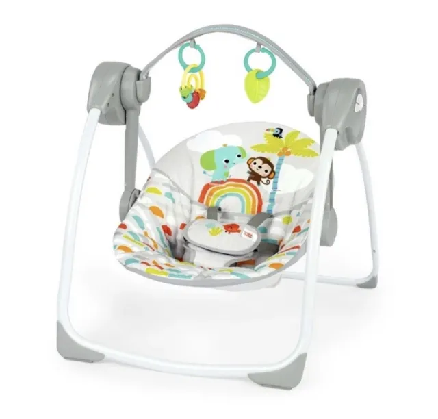 Bright Starts Playful Paradise Portable Compact Baby Swing w/ Toys Unisex