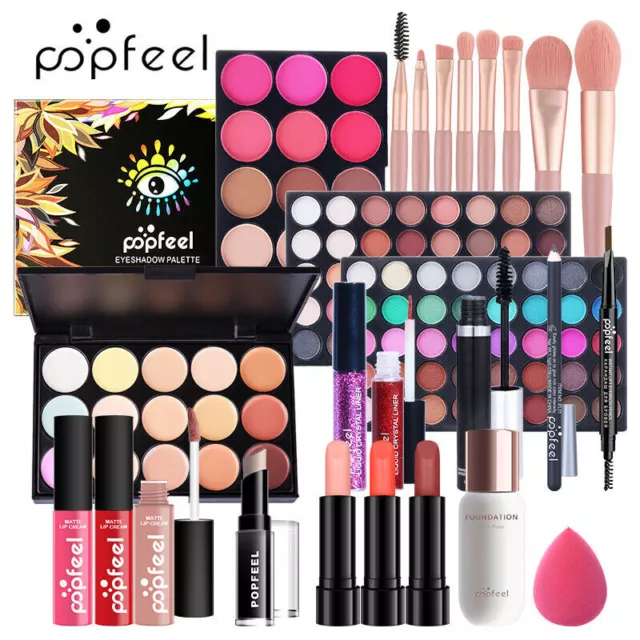 POPFEEL 35PCS Professional Makeup Kit Set Blushes Lipstick Eyeshadow Palette UK