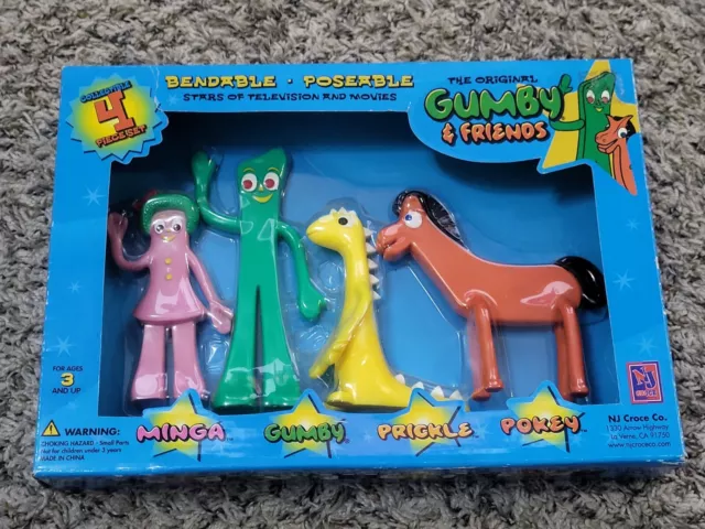 4pc Box Set Gumby & Friends Action Figures Bendable Poseable NJ Croce 2002