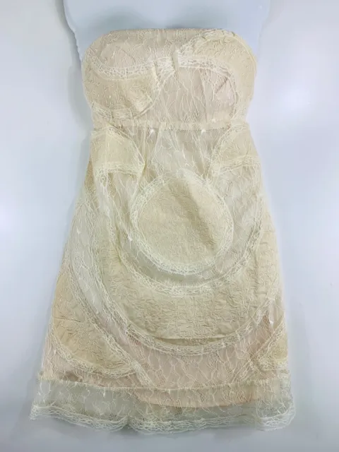 NWT LUCY & CO Medium Ivory Lace Sleeveless Elegant Lined ZIp Tie Dress