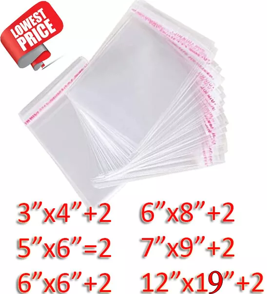 Clear Cellophane Cello Bags Display Garment Self Seal Adhesive Peel Self seal